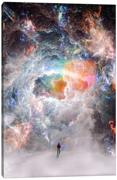 Alone On The Moon In Front Of The Cosmos Canvas Art Print - Going Solo