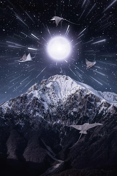 The Ballet Of The Rays Around The Moon by GEN Z framed canvas print