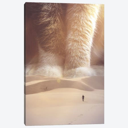Giant Cat In Desert Sand Dunes Canvas Print #GEZ398} by GEN Z Canvas Art