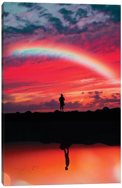 Silhouettes And Rainbow Canvas Art Print - GEN Z