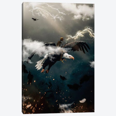 Skeleton Demon On Eagle Back Canvas Print #GEZ404} by GEN Z Canvas Print