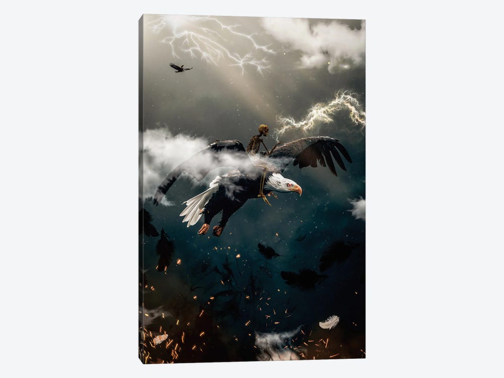 Skeleton Demon On Eagle Back by GEN Z 1-piece Canvas Artwork