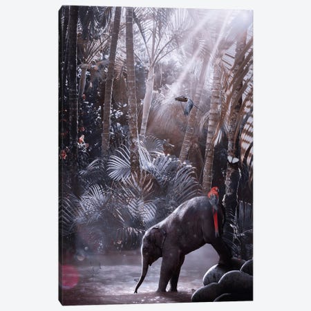 Baby Elephant In River Tropical Jungle Canvas Print #GEZ405} by GEN Z Art Print