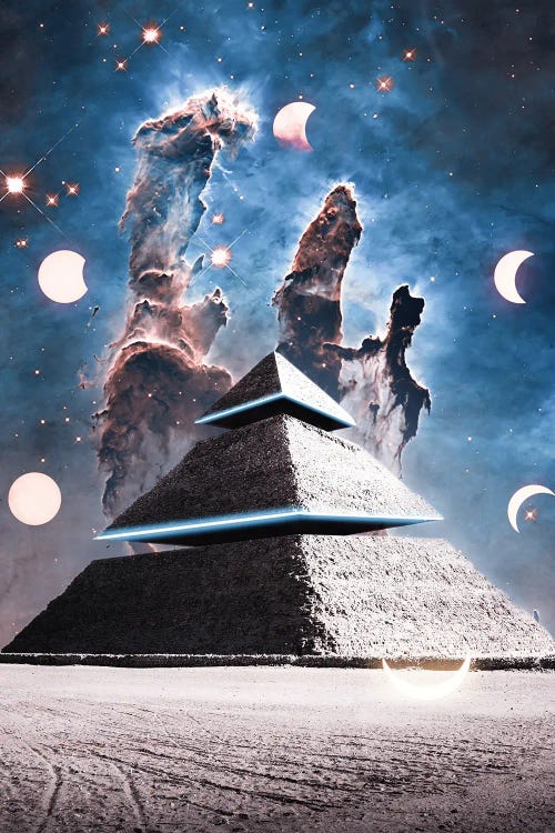 Alien Spaceship Pyramid Theory by GEN Z wall art