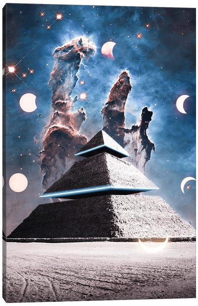 Alien Spaceship Pyramid Theory Canvas Art Print - Alien Art