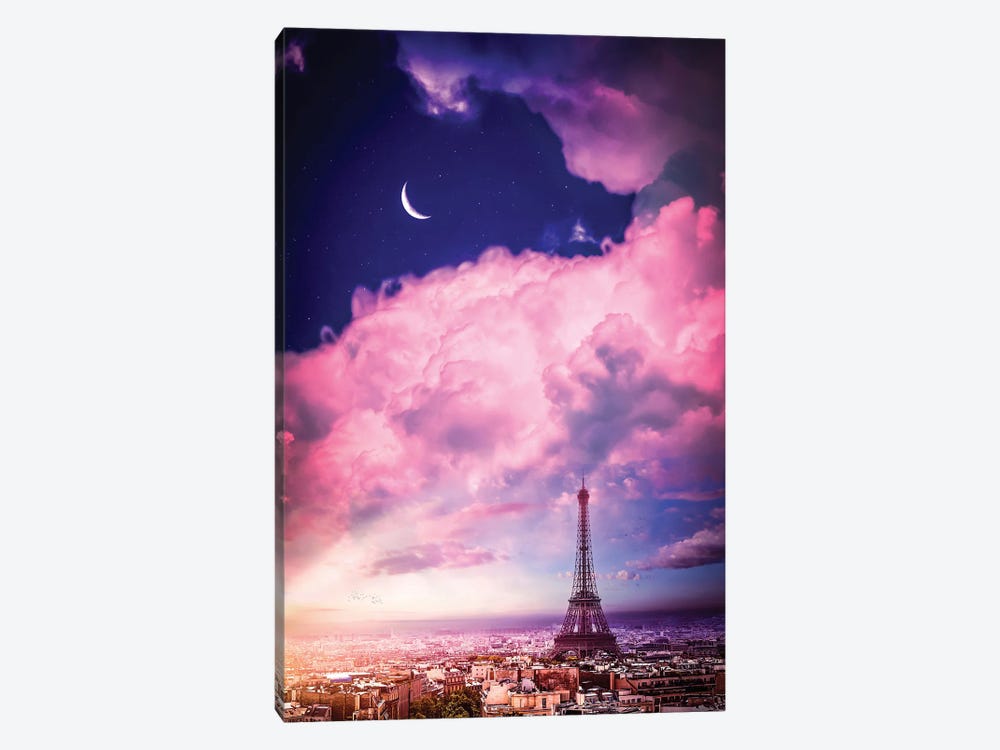 Romantic Paris Eiffel Tower And Pink Clouds by GEN Z 1-piece Canvas Artwork