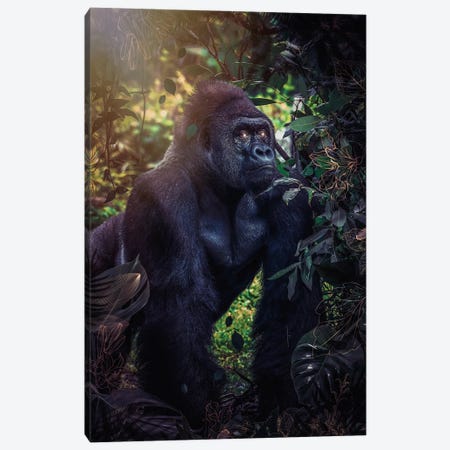 Silverback Gorilla In The Jungle Canvas Print #GEZ415} by GEN Z Canvas Wall Art