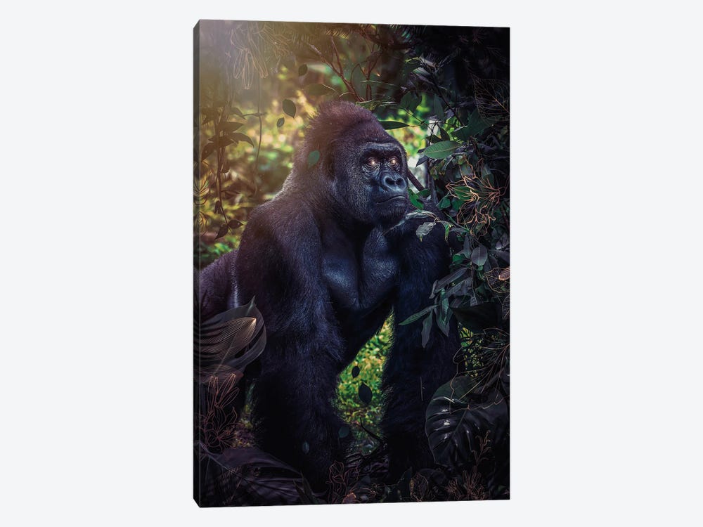 Silverback Gorilla In The Jungle by GEN Z 1-piece Canvas Wall Art