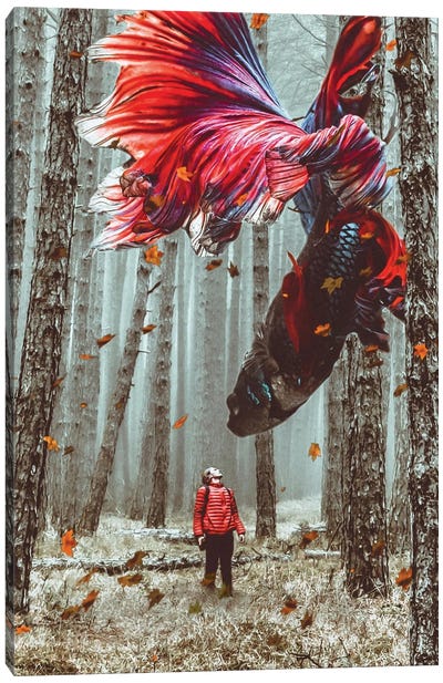 Magical Forest Betta Fish Floating In Air Canvas Art Print - GEN Z