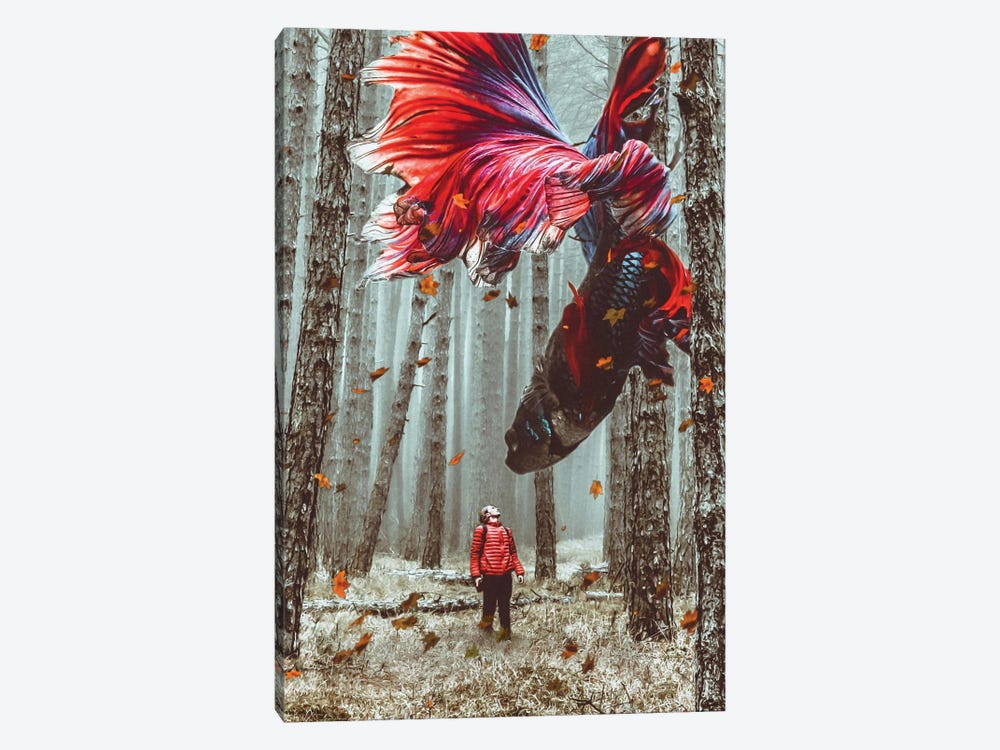Magical Forest Betta Fish Floating In Air by GEN Z 1-piece Canvas Artwork