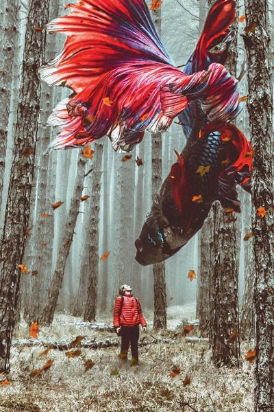 Exploration: Magical Forest Betta Fish Floating In Air by GEN Z