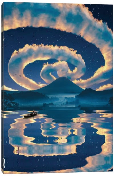 Magic Spiral Clouds Water Reflection Canvas Art Print - GEN Z