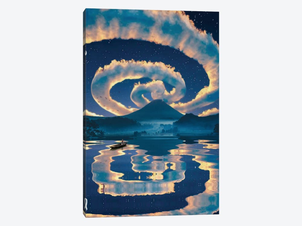 Magic Spiral Clouds Water Reflection by GEN Z 1-piece Art Print