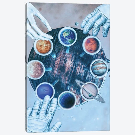 Space Coffee Mug Solar System Planets Canvas Print #GEZ420} by GEN Z Canvas Wall Art