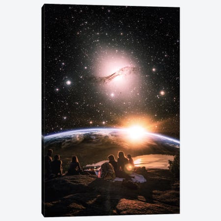 Friendship Sitting On A Rock And Admiring Space View Canvas Print #GEZ422} by GEN Z Canvas Artwork