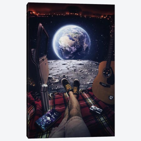 Gabriel In Van On The Moon Look At Planet Earth Canvas Print #GEZ423} by GEN Z Canvas Art