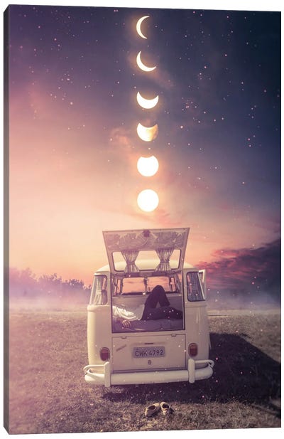 Chill In A Van With Moon Phases Canvas Art Print - GEN Z