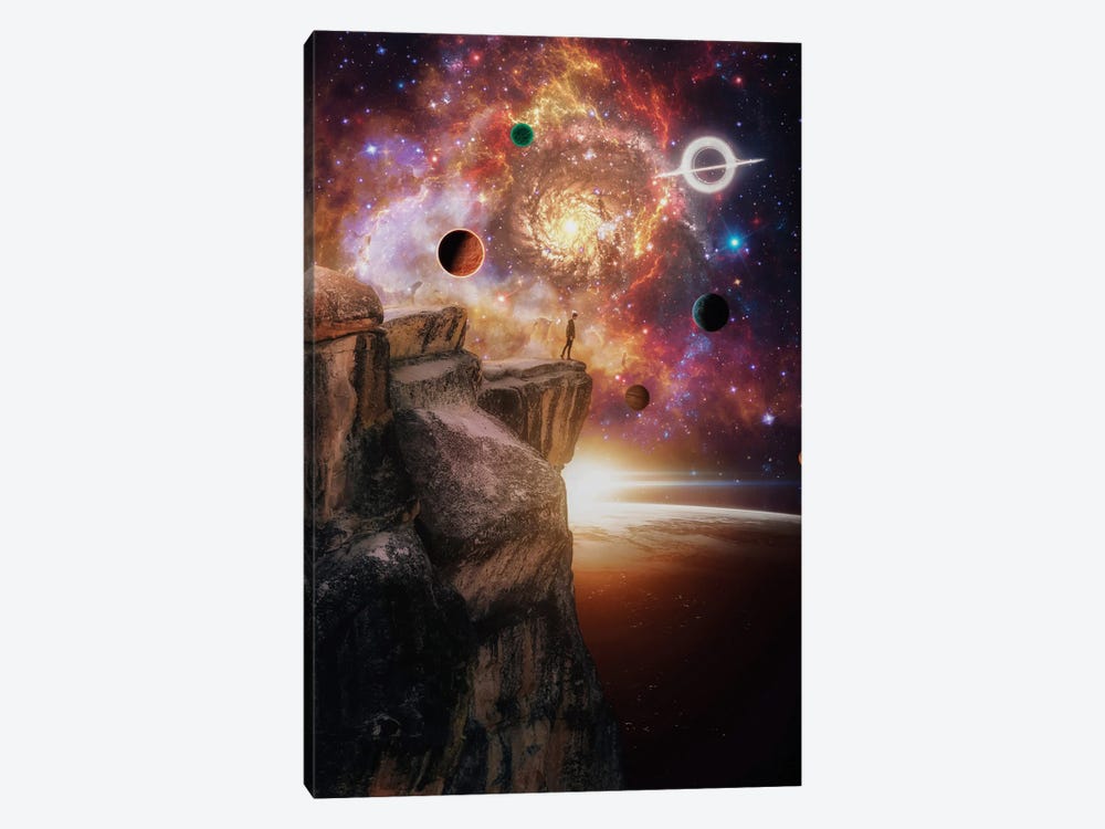 On Top Of The Cliff And Ballet Of Planets by GEN Z 1-piece Canvas Art Print