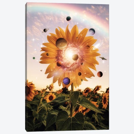Sunflower, Rainbow And Solar System Canvas Print #GEZ428} by GEN Z Canvas Artwork
