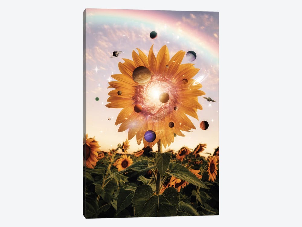 Sunflower, Rainbow And Solar System by GEN Z 1-piece Canvas Artwork