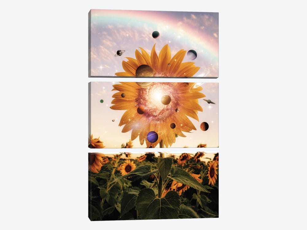 Sunflower, Rainbow And Solar System by GEN Z 3-piece Canvas Artwork