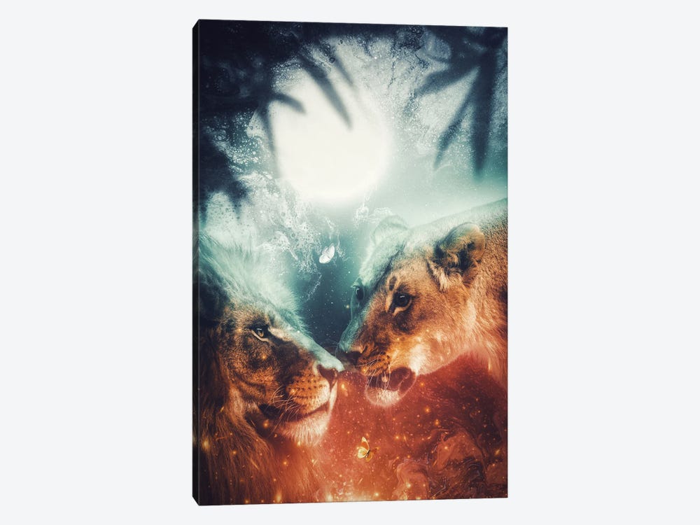 Couple Of Lion In The Jungle Passion by GEN Z 1-piece Canvas Print