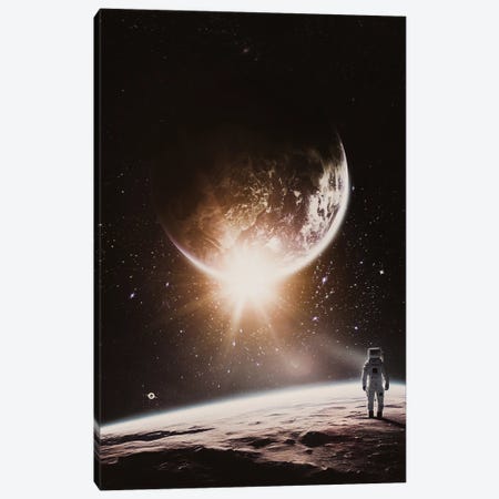Astronaut In A Space Odyssey On New Moon Canvas Print #GEZ436} by GEN Z Canvas Art