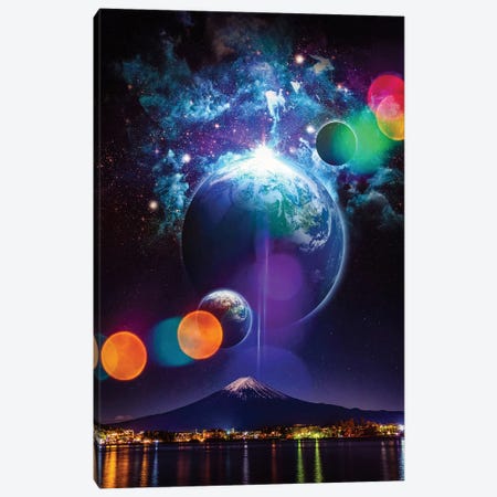 Mount Fuji Japan And Planets In The Night Sky Canvas Print #GEZ442} by GEN Z Canvas Art
