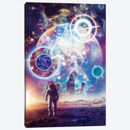 Astronaut And Psychedelic Space Canvas Print #GEZ448} by GEN Z Canvas Wall Art