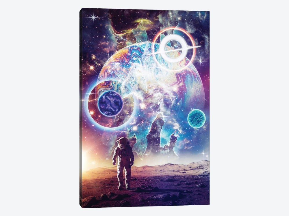 Astronaut And Psychedelic Space by GEN Z 1-piece Canvas Artwork