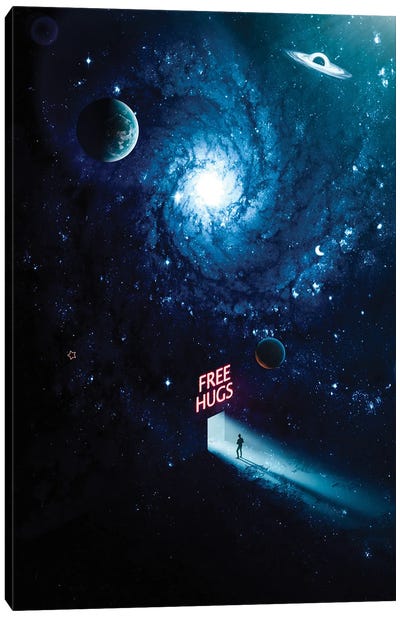 Free Hugs Portal In Blue Space Canvas Art Print - GEN Z