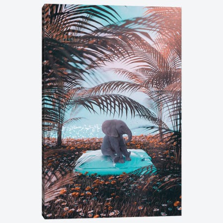 Cute Little Baby Elephant On A Pillow Behind Beach Canvas Print #GEZ452} by GEN Z Canvas Art Print