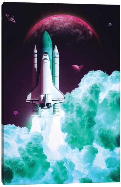 Infrared Rocket Take-Off Red Planet Canvas Art Print - Space Shuttle Art