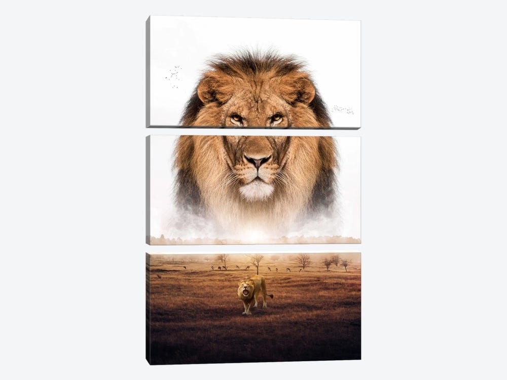 The Lion King Of Savanna And Jungle Africa by GEN Z 3-piece Canvas Art