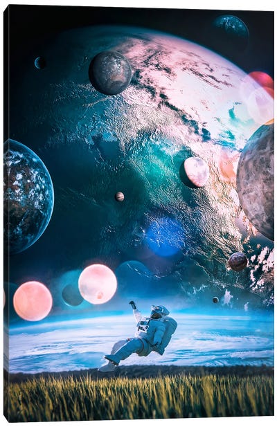 Nasa Astronaut Levitating In Field Canvas Art Print - GEN Z