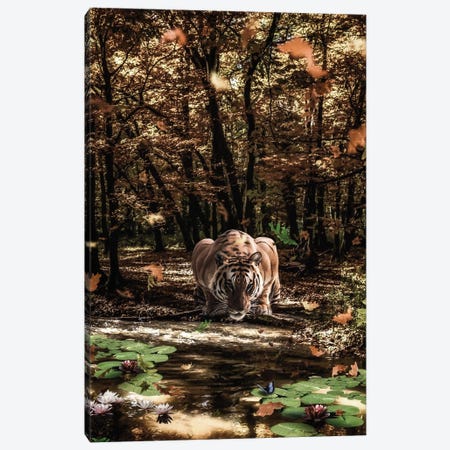 Beauty Looking At Each Other, Tiger And Butterfly Canvas Print #GEZ46} by GEN Z Canvas Wall Art