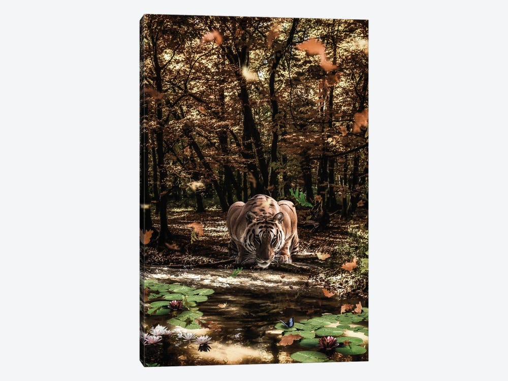 Beauty Looking At Each Other, Tiger And Butterfly by GEN Z 1-piece Canvas Art