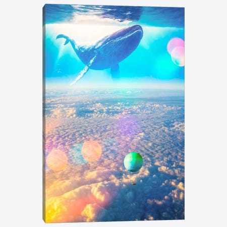 Whale And Hot Air Balloon Above The Clouds Canvas Print #GEZ471} by GEN Z Art Print