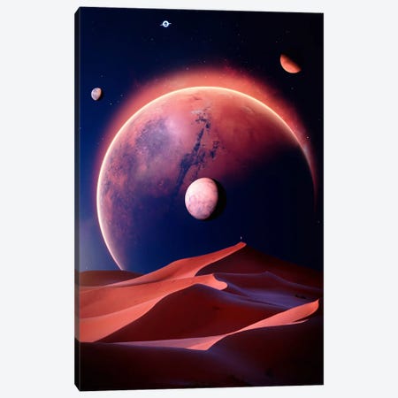 Planet Mars Desert Dune In Blue Space Canvas Print #GEZ472} by GEN Z Canvas Art Print