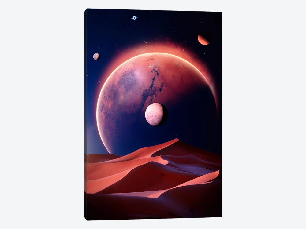 Planet Mars Desert Dune In Blue Space by GEN Z 1-piece Canvas Art Print