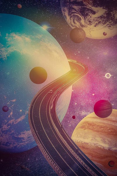 Space Road To The Surreal Planets by GEN Z framed canvas print