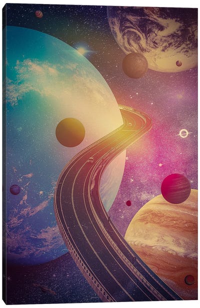 Space Road To The Surreal Planets Canvas Art Print