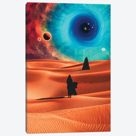 Two Veiled Silhouettes In The Space Desert Canvas Print #GEZ477} by GEN Z Canvas Artwork