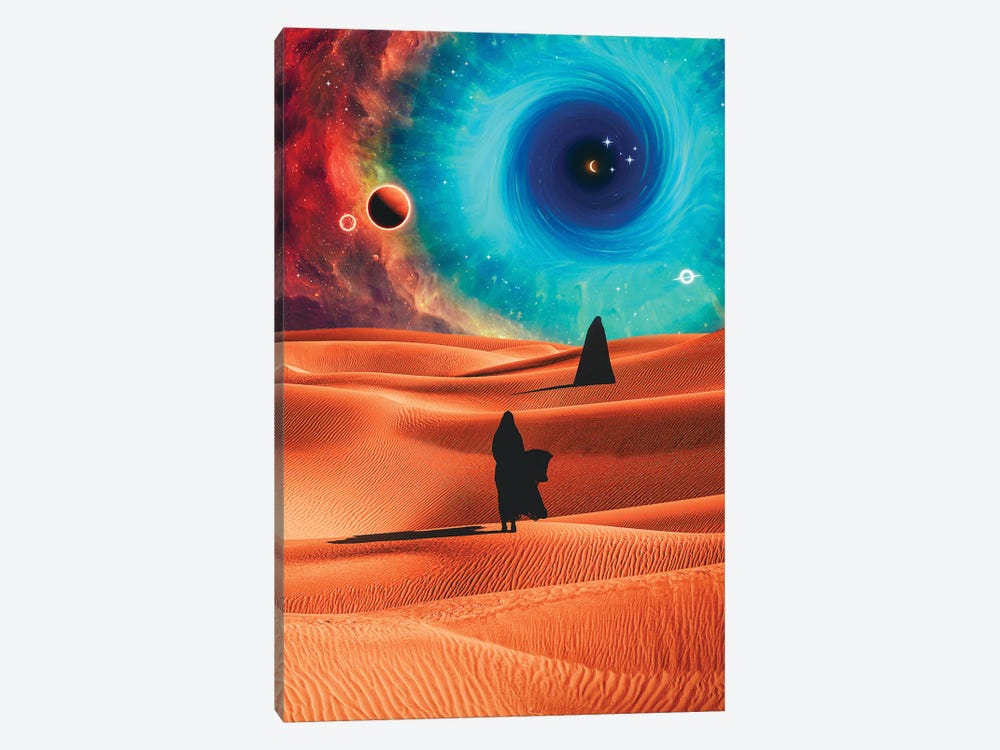 Two Veiled Silhouettes In The Space Desert by GEN Z 1-piece Canvas Art