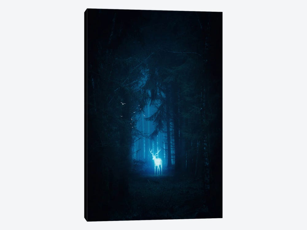 Magical Blue Deer Patronus In The Forest by GEN Z 1-piece Canvas Art Print
