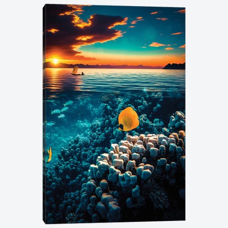 Tropical Seascape And Sunset Background Canvas Print #GEZ492} by GEN Z Canvas Art Print