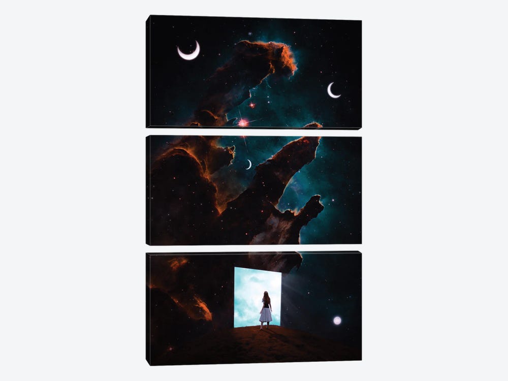 Gate To Another Universe Nebula Moons by GEN Z 3-piece Art Print