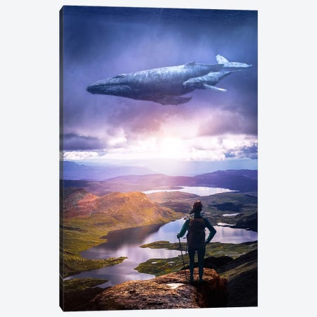 Encounter With A Flying Whale In Sky Ocean Canvas Print #GEZ500} by GEN Z Canvas Print