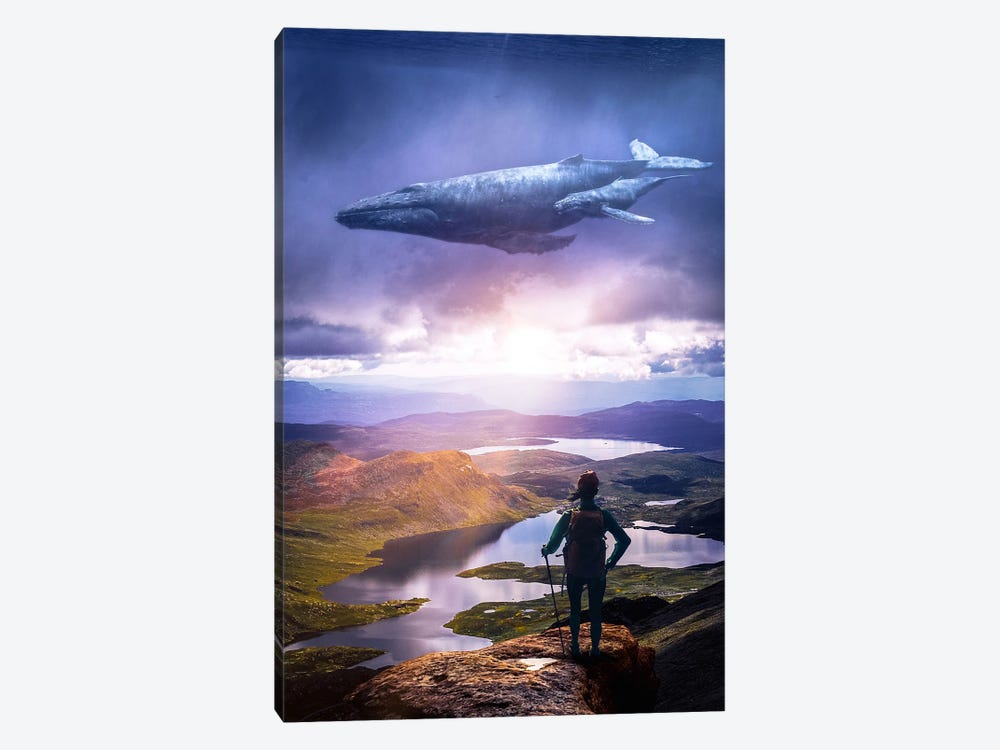 Encounter With A Flying Whale In Sky Ocean by GEN Z 1-piece Canvas Art Print