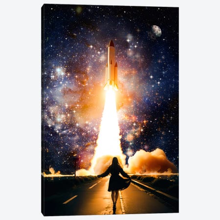 Young Woman Taking Off Rocket Launch Canvas Print #GEZ502} by GEN Z Canvas Art Print